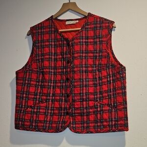 Vintage Portraits By Northern Isles Quilted Plaid Flannel Vest XL